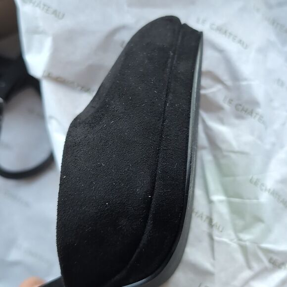 Le Chateau NWT black suede closed toe ankle strap stiletto 4" size 7 - Picture 10 of 14